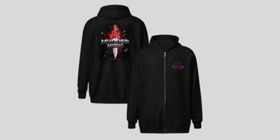 Hoodies zipper logo in front art work is back